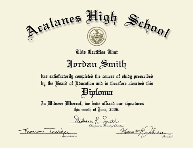 design diploma, degree, college, high school and university certificate