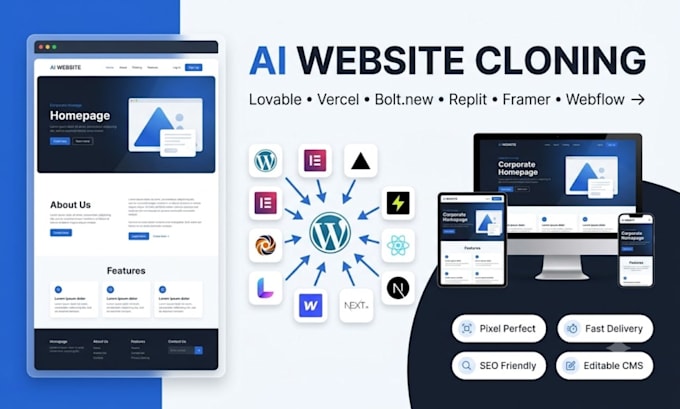 do ai website cloning on lovable, vercel, bolt on wordpress or any cms platform