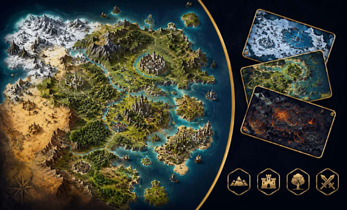 create mmorpg map, game map, open world map, fantasy game map design