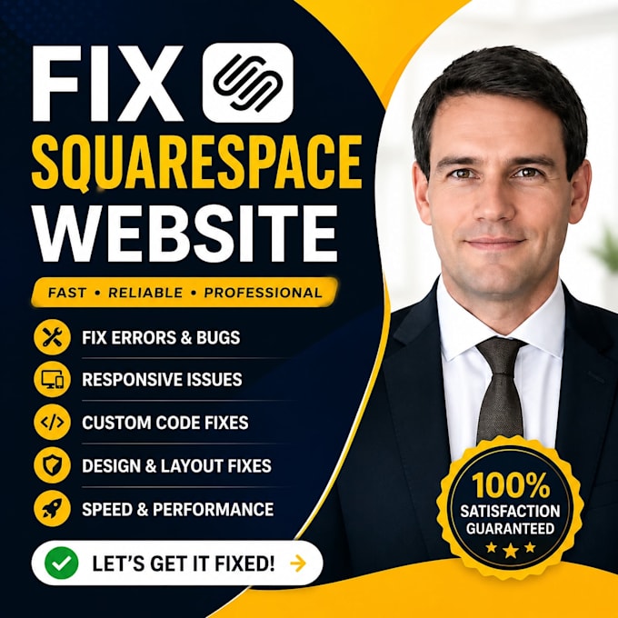 fix squarespace website errors, bugs, layout and responsive issues