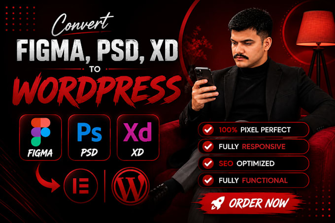 convert adobe xd to an elementor wordpress website