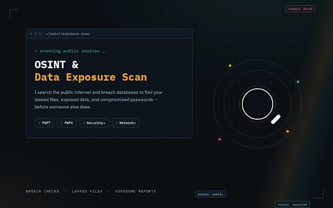 search the internet for exposed data and passwords