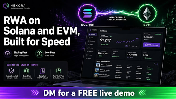 build rwa tokenization platform, web3 dapp, smart contracts on solana evm, defi