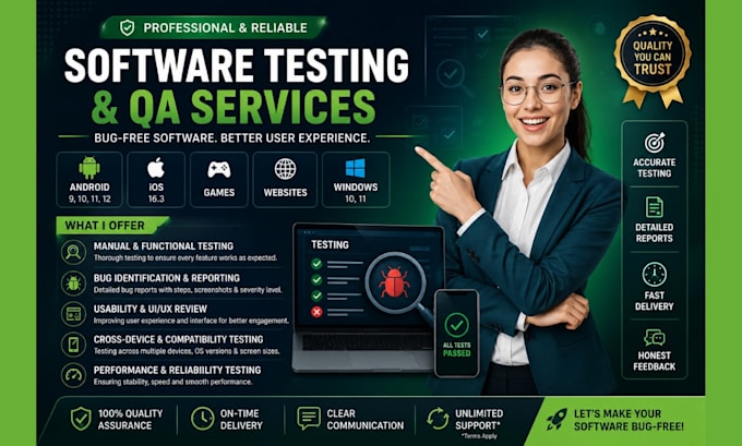 do QA testing and user testing for your software