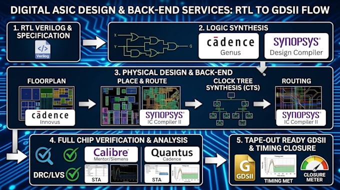 design digital vlsi circuits using cadence, synopsys eda