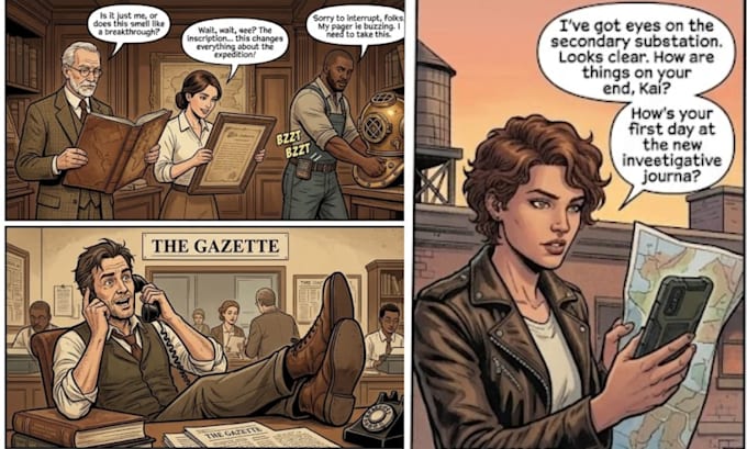 design comic pages, comic panel and comic characters as a comic artist