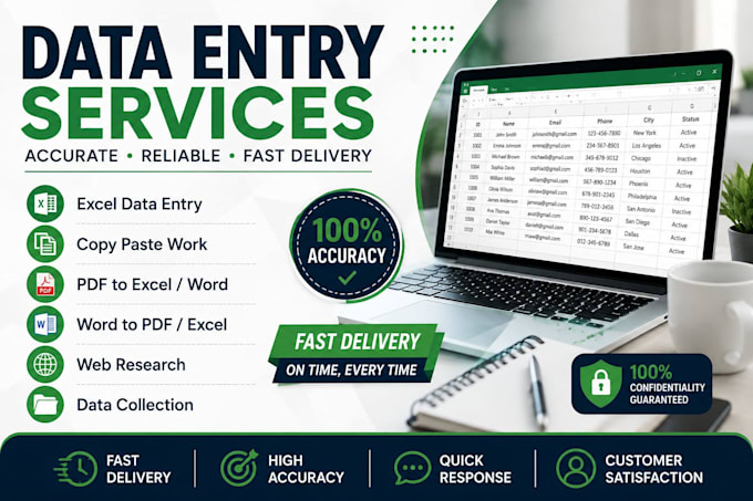 do accurate data entry, copy paste, PDF to word and excel