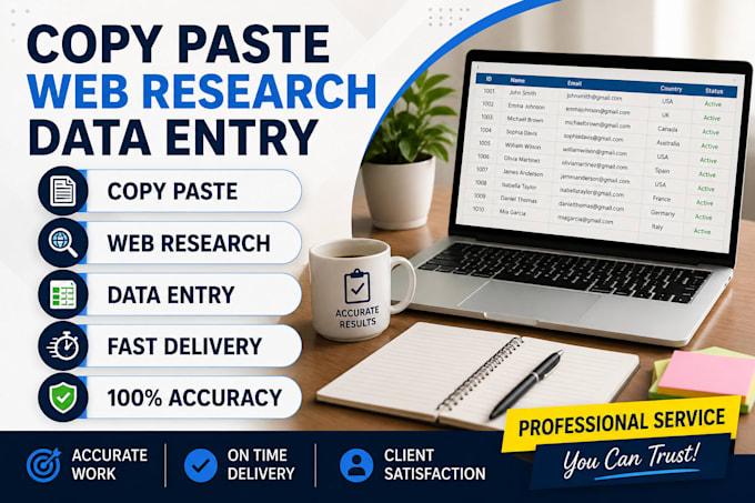 do copy paste, data entry and web research