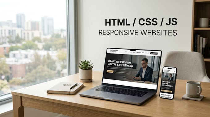 develop a modern responsive HTML CSS and javascript website
