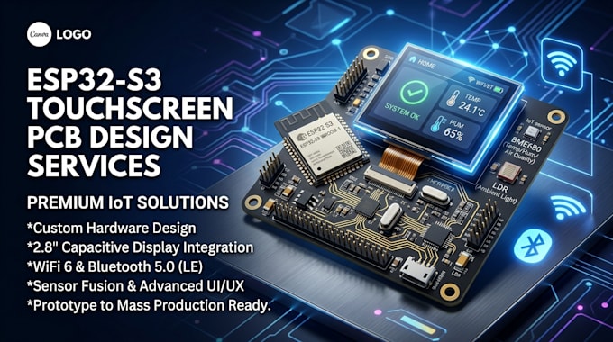 design esp32 s3 touchscreen pcb iot device smart electronics solutions