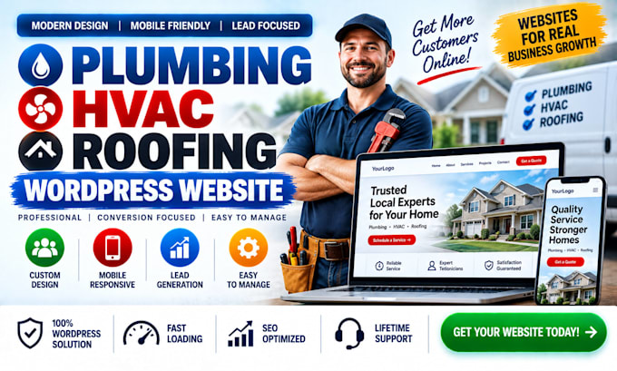 build plumbing hvac and roofing website on wordpress