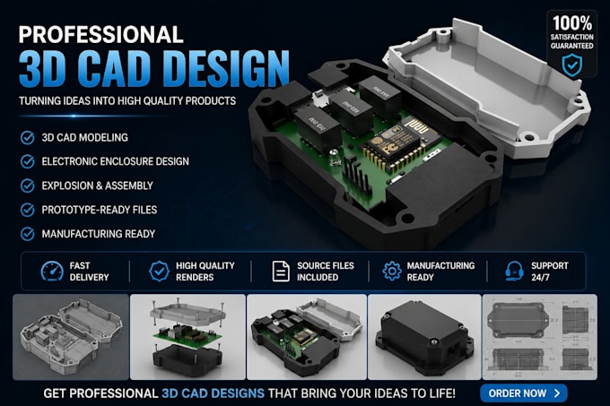 design custom pcb enclosures, electronic housings and 3d cad models