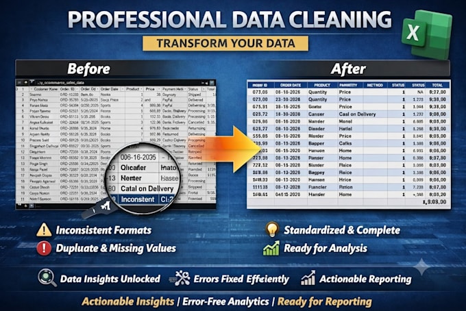 proffesionally transform your messy data into valuable insights
