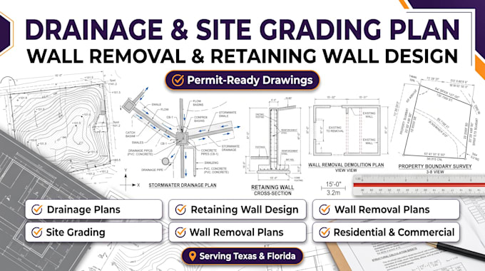 drainage and site grading plan wall removal and retaining wall texas florida