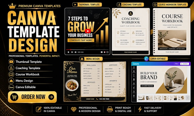 design tumbnail template coaching template course workbook template menu design