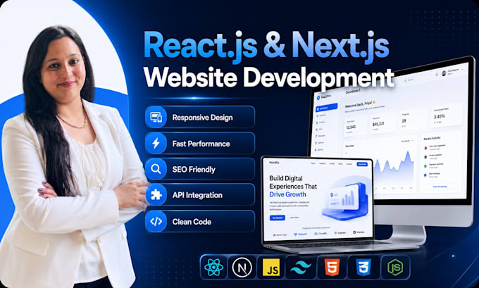 develop a responsive react or nextjs website