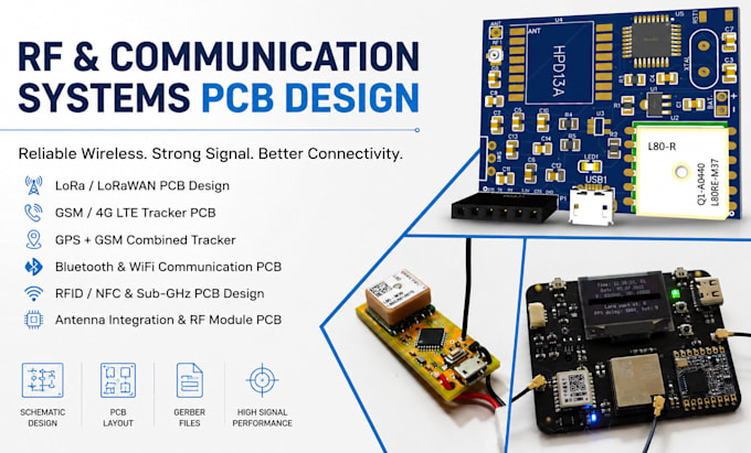 design lora GSM gps rf pcb, wireless communication and iot boards