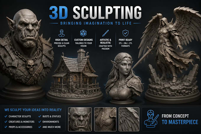 create 3d character sculpting models for printing