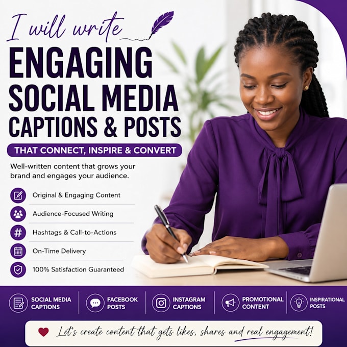 write engaging social media captions, posts, and content