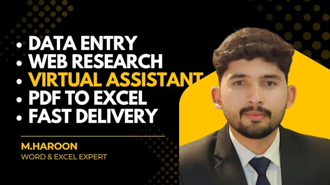 do web research data entry copy paste and virtual assistant tasks