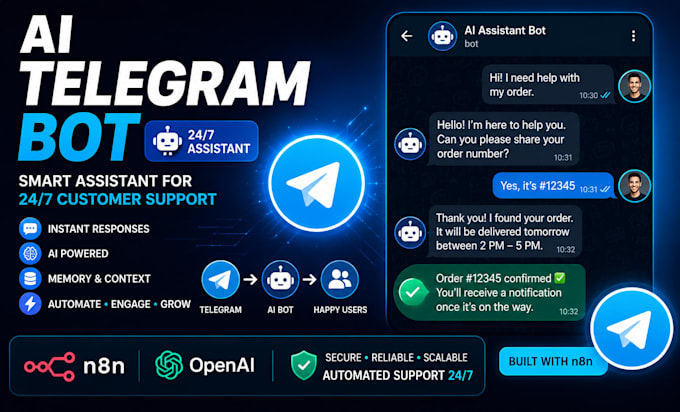 build ai telegram bot and assistant using n8n and openai