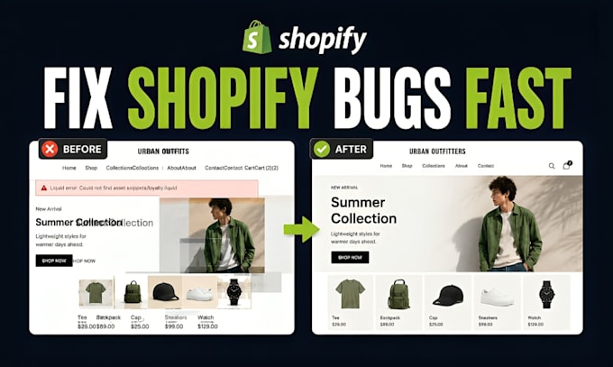 fix shopify store with custom liquid coding, custom sections and theme tweaks
