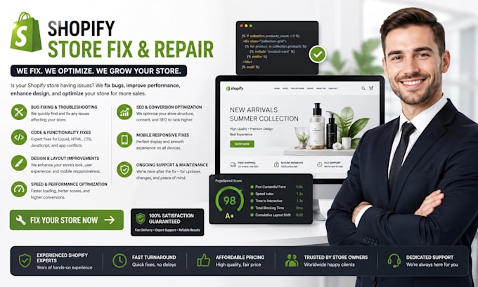 fix shopify issues, bugs, and customize your store design
