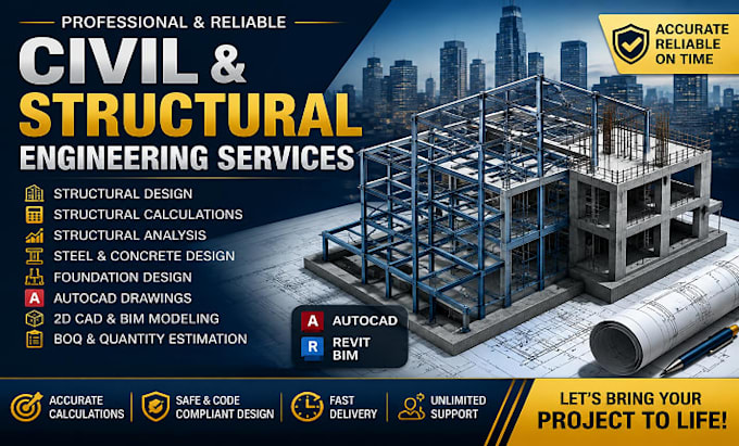 do civil engineering, structural design, structural calculations autocad