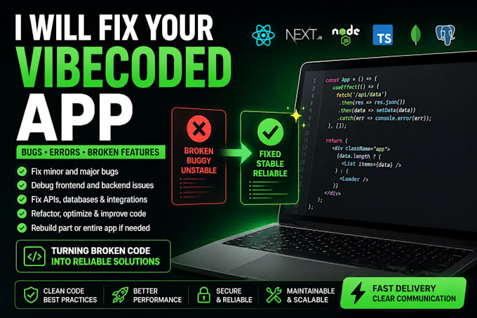 fix your vibecoded app on react, node, nest