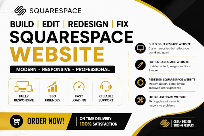 build squarespace website edit squarespace redesign squarespace fix squarespace
