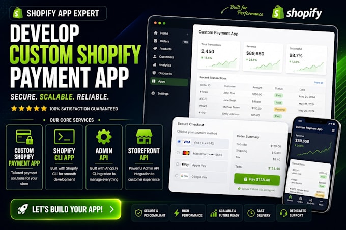 develop custom shopify payment app, shopify cli app, admin API, storefront API