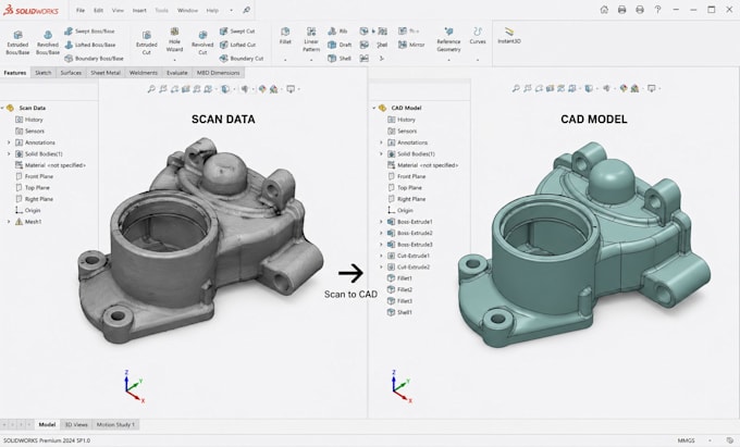 reverse engineer mechanical parts for manufacturing and prototyping