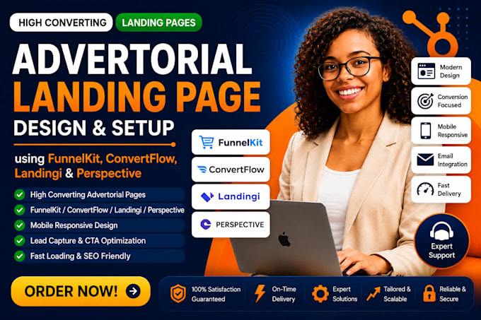 create advertorial landing page using funnelkit convertflow landingi perspective