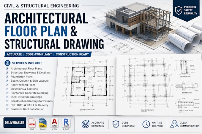 civil and structural engineering architectural floor plan and structural drawin