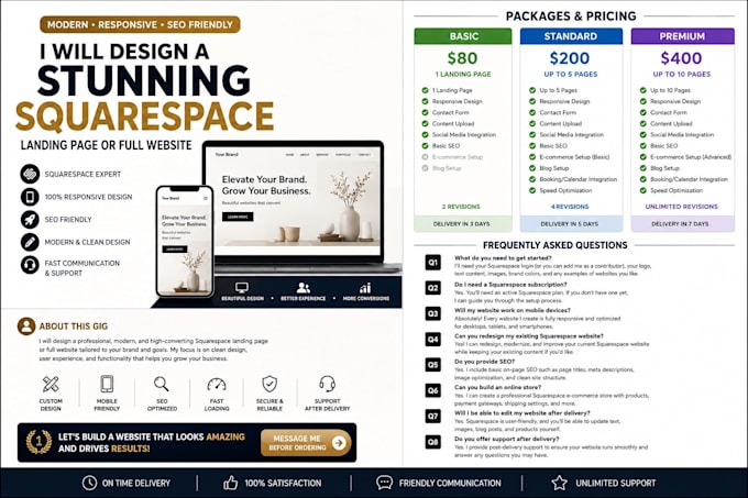 design a stunning squarespace landing page or full website