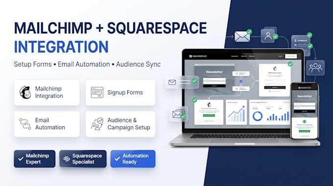 integrate mailchimp with squarespace, setup forms and email automation