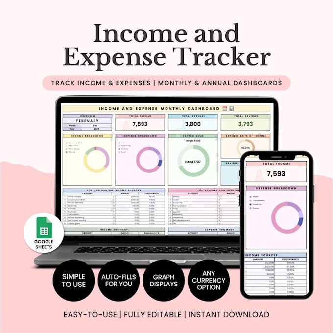 do custom automation google sheets excel spreadsheet expense tracker formulas