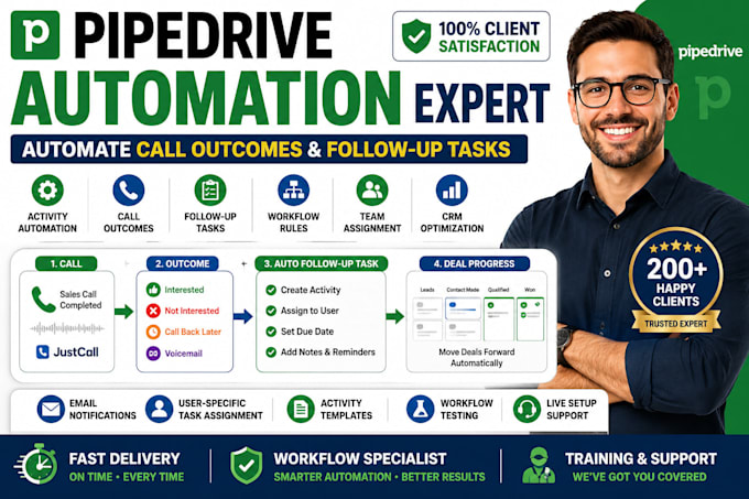 pipedrive custom activity automation call outcomes follow up task