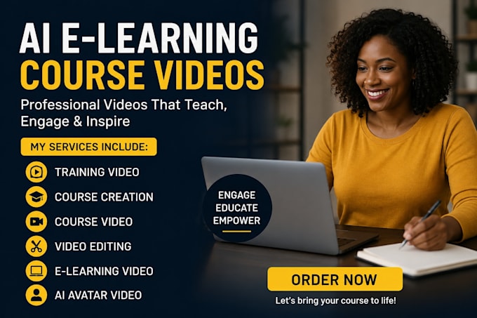 create ai elearning course videos, training videos, animated explainer,