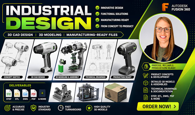 do industrial product design, 3d cad, rendering, 3d modeling and manufacturing