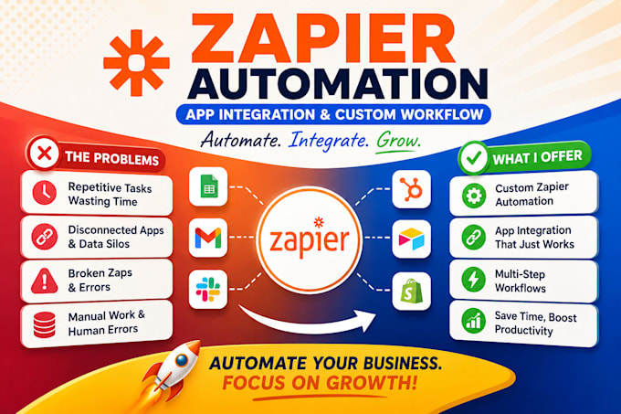 build zapier automation, app integration and custom workflow