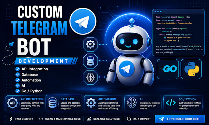 develop a custom telegram bot with API integration