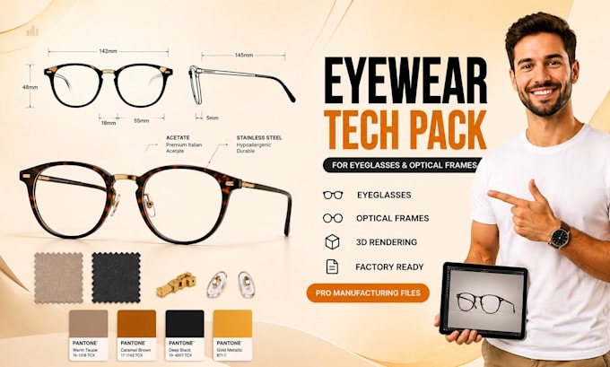 design eyewear tech pack for eyeglasses and optical frames and 3d rendering