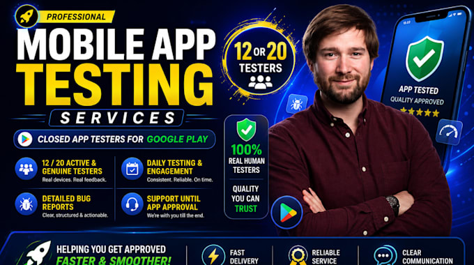do mobile app testing, qa testing and beta testing with detailed english reports