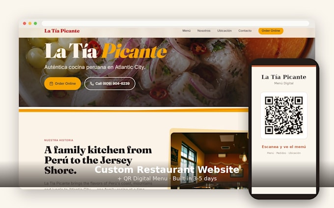 design a restaurant website with qr digital menu