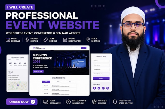 create a professional event, conference wordpress website