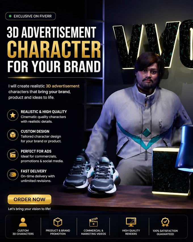 create cinematic 3d commercial characters for advertisements
