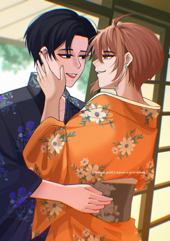 skeb couple anime illustrations