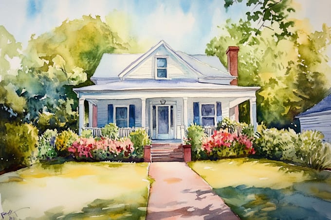 paint a custom digital watercolor house