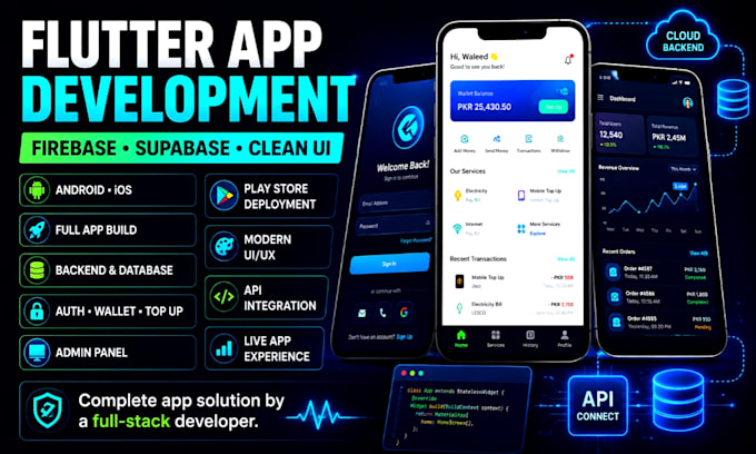 build scalable production ready flutter ios android app with full stack backend